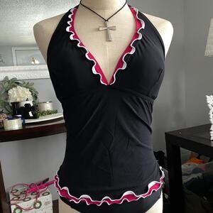 Y2k ruffled halter tankini